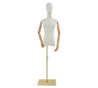 MJMLUCK Mannequin féminin avec Doigts Mobiles - Buste de Mannequin de Couture réglable en Hauteur 55-80 Pouces avec tête rotative pour Boutique et Atelier de Couture (Or)