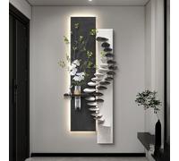 MJMLUCK Sculpture Murale 3D en grès avec Design Lumineux LED, Peinture décorative avec Espace hydroponique, Alimentation Secteur, Tableau à Suspendre pour entrée, Symbole de succès (44 x 120 cm / 17