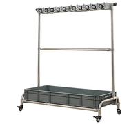 MJMLUCK Support de Balai à Franges pour Outils de Nettoyage, Organiseur de balais, Armoire de Rangement Mobile, Support de Balai à Franges au Sol, Chariot à Outils de Nettoyage pour Jardin, Garage,