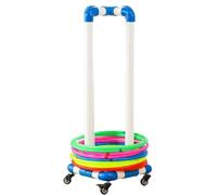 MJMLUCK Support de Corde à Sauter et Cerceau en PVC à 4 Roues, Support autoportant pour Cerceau de Hula Hoop et Corde à Sauter, Chariot de Rangement Mobile pour Cerceau de Fitness, étagères de Range