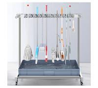 MJMLUCK Support Utilitaire pour balais et serpillières, Organisateur de Produits de Nettoyage, Chariot de Nettoyage, Support de Balai à Franges Commercial Mobile, Chariot de ménage, avec Roue univer