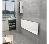 MJMLUCK Table Murale à abattants, Table Pliante Flottante Murale, Table Murale en Bois, Table Murale Stable et Robuste, Table de Linge Pliante, établi Suspendu Pliable (Blanc, 120 cm de Profond