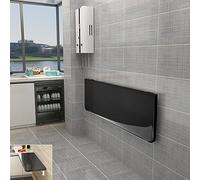 MJMLUCK Table Murale à abattants, Table Pliante Flottante Murale, Table Murale en Bois, Table Murale Stable et Robuste, Table de Linge Pliante, établi Suspendu Pliable (Noir, 120 cm de Profonde