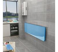 MJMLUCK Table Murale à abattants, Table Pliante Flottante Murale, Table Murale en Bois, Table Murale Stable et Robuste, Table de Linge Pliante, établi Suspendu Pliable (Bleu, 100 cm P x 50 cm L