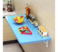 MJMLUCK Table Pliante Murale avec Support, Table de buanderie Pliante Portable à abattants, Petite Table Pliante Flottante en Bois pour Cuisine, buanderie, Salle à Manger (Bleu 70x30cm/28x12in)