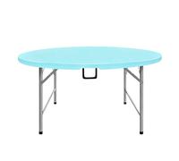 MJMLUCK Table Pliante Portable en Plastique Robuste, Table Ronde Pliante pour intérieur et extérieur, idéale pour Les fêtes, Les Repas, Les Mariages, Les événements et Les Pique-niques (Bleu,