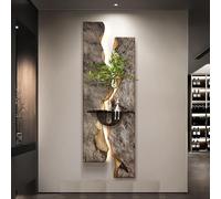 MJMLUCK Tableau décoratif Mural en grès 3D avec éclairage LED, Sculptures suspendues décoratives texturées avec système hydroponique et Alimentation Secteur pour Salon (D 40 * 120cm/15.7 * 47.2in)