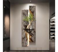 MJMLUCK Tableau décoratif Mural en grès 3D avec éclairage LED, Sculptures suspendues décoratives texturées avec système hydroponique et Alimentation Secteur pour Salon (C 50 * 150cm/19.7 * 59in)