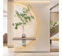 MJMLUCK Tableau décoratif Mural en grès 3D, Sculpture Murale créative avec Vase, Peinture décorative avec Plante Artificielle, pour la Maison, Le Restaurant, l'hôtel (Blanc 50 * 100cm/19.7 * 39.4in)
