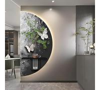 MJMLUCK Tableau décoratif Mural en grès 3D, Sculpture Murale créative avec Vase, Peinture décorative avec Plante Artificielle, pour la Maison, Le Restaurant, l'hôtel (Noir 60 * 120cm/23.6 * 47.2in)