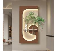 MJMLUCK Tableau décoratif Mural en grès avec lumière LED, Sculpture Murale créative 3D avec Vase et Plante Artificielle, décoration à Brancher, sans Cadre (C 50 * 100cm/19.7 * 39.4in)