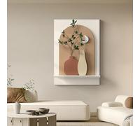 MJMLUCK Tableau décoratif Mural en grès, Peinture 3D, Sculpture Murale avec Plantes Vertes artificielles, pour Chambre, entrée (Marron 2 40 * 60cm/15.7 * 23.6in)