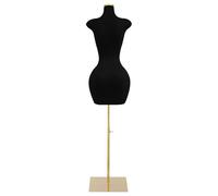 MJMLUCK Torse de Mannequin féminin, Support en métal doré Haute stabilité pour vêtements, Robes et Bijoux, Hauteur réglable de 150 à 208 cm (Noir)
