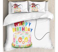 MJNLYDAO literie de Housse de Couette et d'oreiller.Cet Ensemble particulièrement adapté aux Personnes allergiques.Chien Jack Russell comme Surprise Chantant Une Chanson d'anniversaire .228x264cm