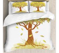 MJNLYDAO literie de Housse de Couette et d'oreiller.Cet Ensemble particulièrement adapté aux Personnes allergiques.Rayon de Soleil Entre Les Ombres des Arbres Paysage idyllique,.228x264cm