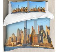 MJNLYDAO literie de Housse de Couette et d'oreiller.Cet Ensemble particulièrement adapté aux Personnes allergiques.Skyline de New York USA Bâtiments Gratte-ciels Gratte-ciels Vie Urbain.228x264cm