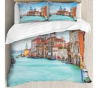 MJNLYDAO literie de Housse de Couette et d'oreiller.Cet Ensemble particulièrement adapté aux Personnes allergiques.Italie, Grand Canal et Basilique Santa Maria Della Salute Architecture.228x264cm