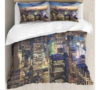 MJNLYDAO literie de Housse de Couette et d'oreiller.Cet Ensemble particulièrement adapté aux Personnes allergiques.Horizon de la Ville de New York avec des Gratte-ciels urbains au Couch.228x264cm