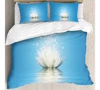 MJNLYDAO literie de Housse de Couette et d'oreiller.Cet Ensemble particulièrement adapté aux Personnes allergiques.Drap-Housse en Microfibre, Fleur de Lotus Magique.228x264cm