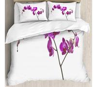 MJNLYDAO literie de Housse de Couette et d'oreiller.Cet Ensemble particulièrement adapté aux Personnes allergiques.Décor Magenta, orchidées Sauvages, pétales, Fleurs, Branches, Flux rom.228x264cm