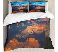 MJNLYDAO literie de Housse de Couette et d'oreiller.Cet Ensemble particulièrement adapté aux Personnes allergiques.Formation rocheuse Historique du Grand Canyon au Lever du Soleil, Ciel.228x264cm