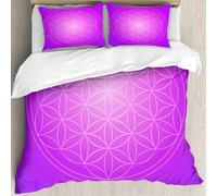 MJNLYDAO literie de Housse de Couette et d'oreiller.Cet Ensemble particulièrement adapté aux Personnes allergiques.Fleur de Vie aux Tons psychédéliques vibrants Love Soul Kitsch Artisti.228x264cm