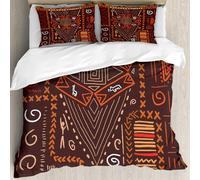 MJNLYDAO literie de Housse de Couette et d'oreiller.Cet Ensemble particulièrement adapté aux Personnes allergiques.Motifs primitifs et aborigènes Motifs Tribaux Objets Collage de Grotte.228x264cm
