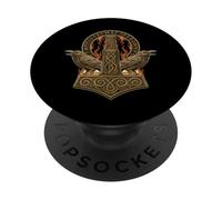 Mjoelnir and Huginn and Munnin Norse Viking Age Pattern PopSockets PopGrip Adhésif