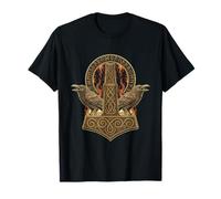 Mjoelnir and Huginn and Munnin Norse Viking Age Pattern T-Shirt