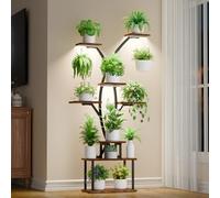 MJOMKN Support pour plantes d'intérieur à 7 niveaux avec lampes de croissance, étagère Meta pour plantes d'intérieur, grand support de fleurs pour salon, terrasse, chambre à coucher