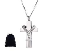 MJOYIS Pendentif Croix pour Cendres, Collier Médaillon Funéraire, Bijou en Acier Inoxydable, Toujours avec Moi pour Femmes(1pc)