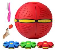 MJOYIS Preiplieex The Doggy Disc Ball, Balle Rebondissante Interactive for Chien, Soucoupe Volante Lumineuse Portable, Jouet for Animaux De Compagnie for Mâcheurs Agressifs, Jeux(Red,6 Lights)