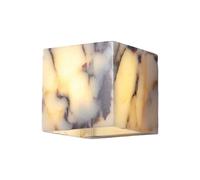 Mjsdjof Applique murale carrée en albâtre, applique murale en marbre blanc, mini lampe de chevet, appliques LED 5 W - 3 couleurs, appliques décoratives à motif marbre