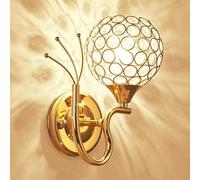 Mjsdjof Applique Murale en Cristal à LED Moderne, luminaire décoratif doré, Lampe de Chevet en métal, Douille E27, Lampes murales pour Porche, Couloir Max 60 W (Ampoule Non Incluse)
