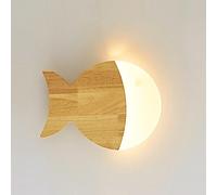 Mjsdjof Applique murale petit poisson en bois, applique murale pour chambre d'enfant, appliques murales d'éclairage décoratif en rondins, appliques murales à LED modernes, appliques murales japonaises