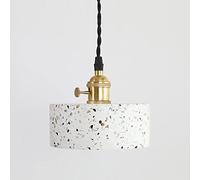 Mjsdjof Lampes suspendues en Ciment à Finition Blanche, Suspension Loft, Lampe à Suspension décorative en terrazzo créatif, luminaire à Douille E27, lustres Ronds en béton pour Ferme