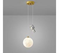 Mjsdjof Suspension White Planet, luminaires suspendus pour chambre d'enfant, lampe à suspension sphérique d'impression 3D avec kit d'astronaute en résine, suspension d'éclairage G9, lustres minimalist