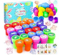 Mjuthy 24 Pcs Multicolore Tampons Auto-Encreurs Enfants,Animaux Coffret tampon,encreur enfant Motif animalier,pour les Oeufs de Pâques Cadeaux,fêtes d'enfants,prix scolaires,cadeaux d'anniversaire