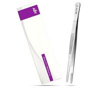 MJW Pince à Epiler de Cuisine - Pince à Epiler droite Emoussée en Acier Inoxydable de 14 cm pour les Chefs, Pince à Epiler à Pointe Dentelée Pour Garnir les Assiettes, Cuire et Griller