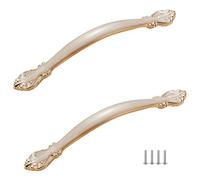 MJYDKBZ Poignée de Meuble Cuisine 128mm Blanc, Lot de 2 Poignée Tiroir Alliage d'Zinc | Galvanoplastie, Poignee d'Armoire Entraxe: 64-128mm Poignee Porte Poignées pour Placards Avec Vis 128mm/5in