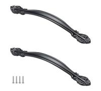 MJYDKBZ Poignée de Meuble Cuisine 128mm Noir, Lot de 2 Poignée Tiroir Alliage d'Zinc | Galvanoplastie, Poignee d'Armoire Entraxe: 64-128mm Poignee Porte Poignées pour Placards Avec Vis 128mm/5in