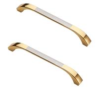 MJYDKBZ Poignée de Tiroir 128mm Or, Lot de 2 Poignée Meuble Alliage d'Zinc | Anodisé, Poignées Cuisine Entraxe: 64-160mm Poignee Porte Poignee d'Armoire Poignées pour Placards Avec Vis 128mm/5in