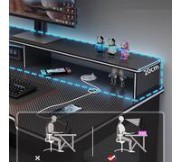 mjyyyds188 Bureau d'ordinateur à Domicile Table Double Pc en Fiber de Carbone, Bureau d'étudiant, Maison, Chambre à Coucher, d'étude, Jeu Simple(Noir,110x60x75cm)