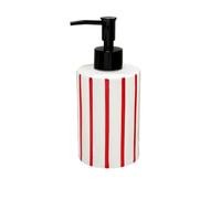 mjyyyds188 Distributeur de Savon Distributeur de Savon Domestique à Rayures for hôtel, Distributeur de Lotion à Poussoir, Cylindre en céramique, 400 ML, Noir/Rouge(Red)