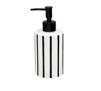 mjyyyds188 Distributeur de Savon Distributeur de Savon Domestique à Rayures for hôtel, Distributeur de Lotion à Poussoir, Cylindre en céramique, 400 ML, Noir/Rouge(Noir)