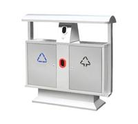 mjyyyds188 Grande capacité Poubelle commerciale extérieure d'acier inoxydable de zone publique poubelles double boîte Facile à nettoyer
