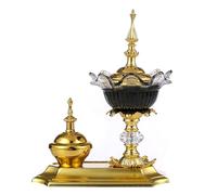 mjyyyds188 Porte-encens décoratif Ensemble de brûleurs d'encens dorés, brûleur en métal Arabe Lux et Pot à épices, cône for Le Yoga, l'aromathérapie Spa, la décoration du Bureau Maison(Noir)