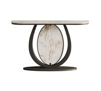 mjyyyds188 Table d'appoint Table Console en marbre for Salon, Table de canapé 39,37 Pouces avec piédestal Acier Inoxydable, Moderne du Milieu siècle, d'entrée, Couloir(Noir)