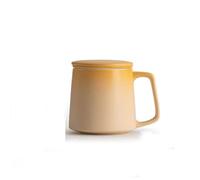 mjyyyds188 tasse à café de décoration Ensemble de tasses à café dégradées, filtre thé et eau en céramique avec couvercle, capacité 325 ml, for bureau, hommes femmes(Yellow)