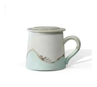 mjyyyds188 tasse à café de décoration Tasse à café verte élégante avec couvercle, lot de 1, tasse en céramique style encre exquise, capacité 325 ml for une utilisation au bureau